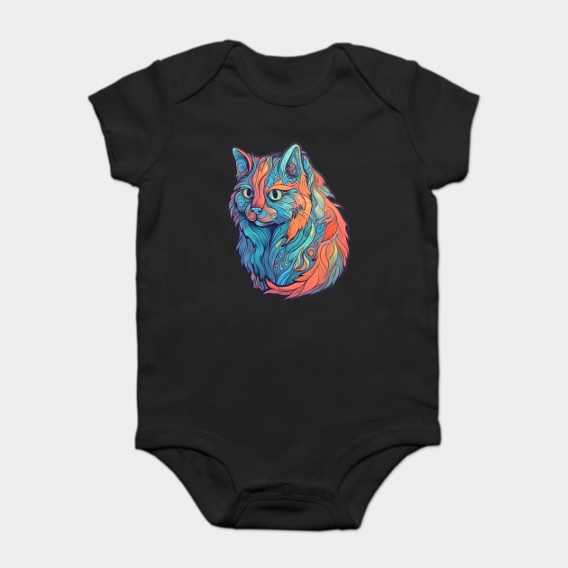 Rainbow Fur Swirl Cat Baby Bodysuit by Luxinda
